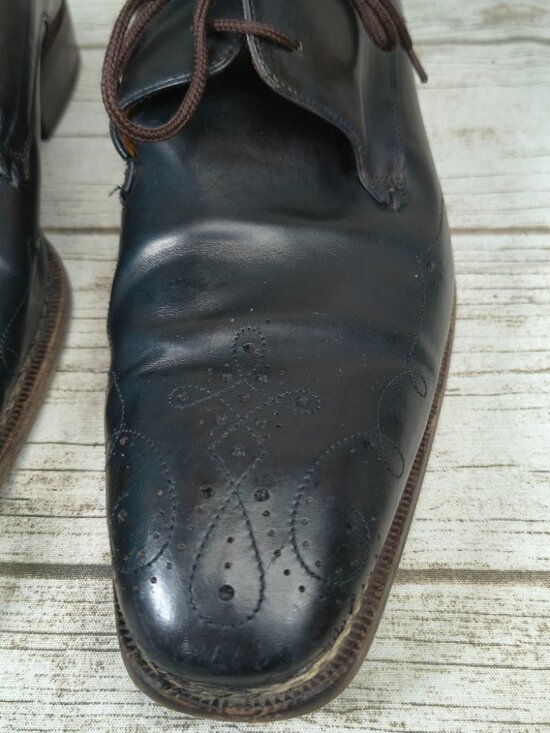 Mezlan Custom Black Leather Wingtip Brogue Oxford Shoes Men Size 11